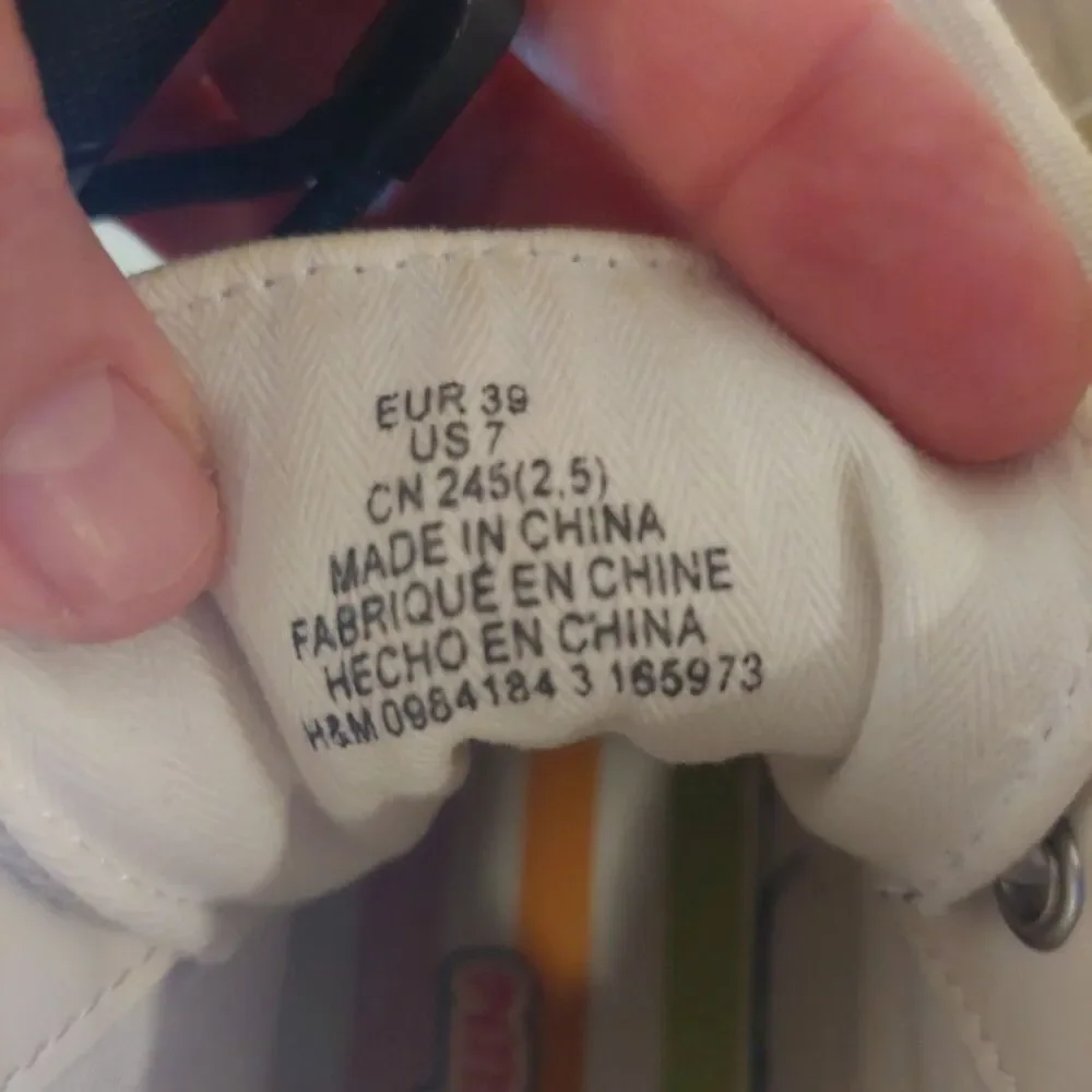 Limited H&M + GOOD NEWS Colab Navy/Sand Canvas Hightop Sneakers Women Sz 7 EU 39